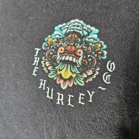 Hurley Bali Bagus Surf Baby Tee Shirt M T-Shirt Worn Black Y2K - Picture 3 of 8